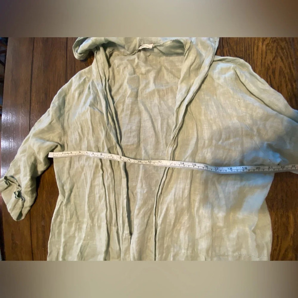 Made In Italy 100% Linen Light Green Cardigan Hoodie Size Unknown B30 - Picture 5 of 5